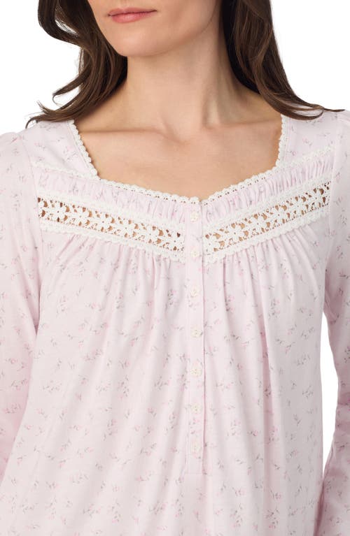 Eileen West Long Sleeve Short Cotton Nightgown In Pink