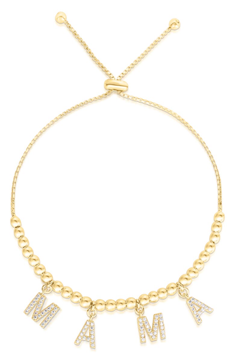 GLAZE JEWELRY CZ 'Mama' Chain Slider Bracelet, Main, color, Gold