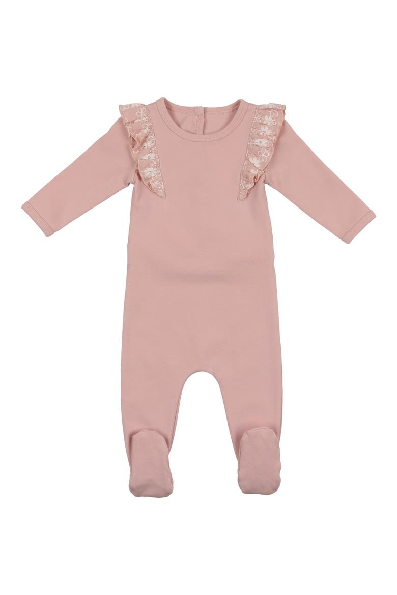 Ruffle Shoulder Footie, Main, color, MAUVE