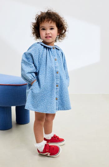 Kids' Ditsy Collared Denim Dress