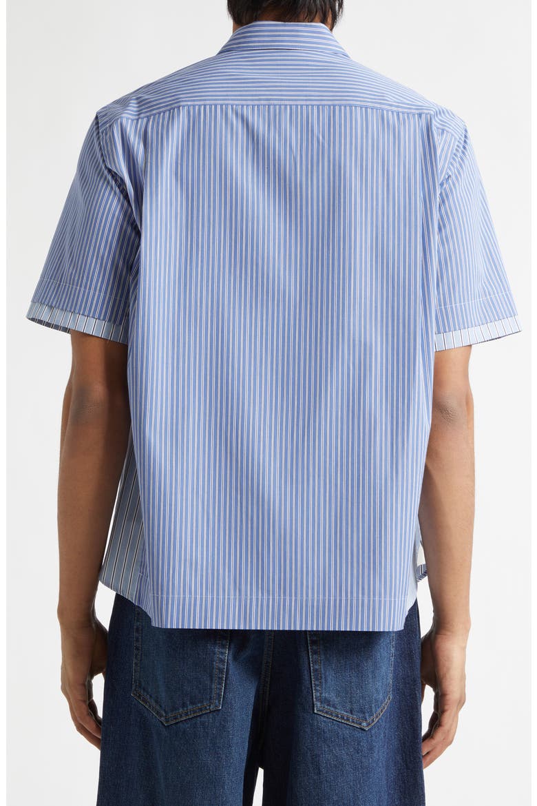 Mixed Stripe Cotton Poplin Button-Up Shirt, Alternate, color, BLUE STRIPE
