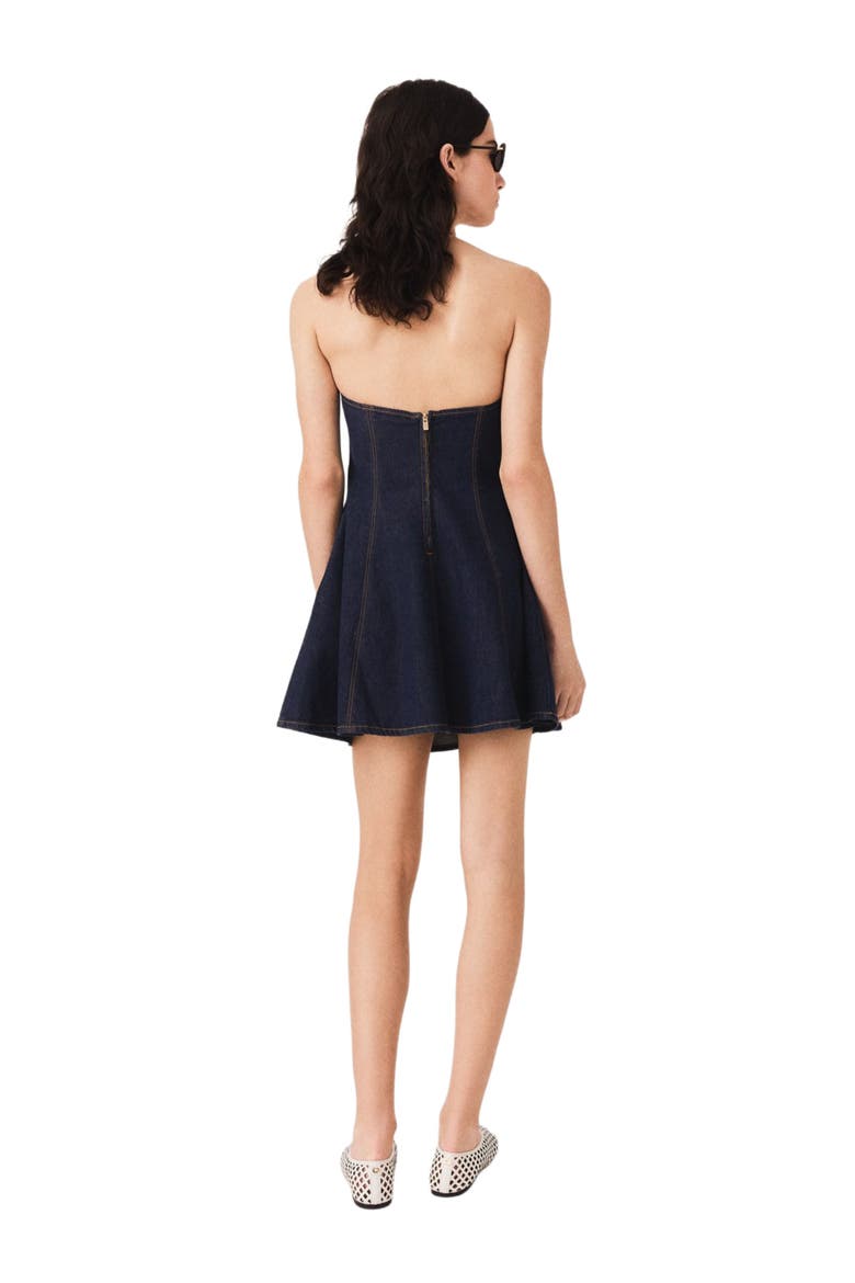 Short denim dress with brooch, Alternate, color, Navy
