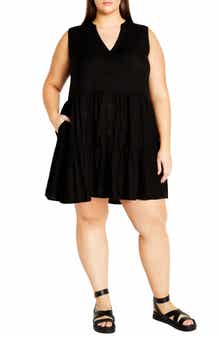 City Chic Saddie Tiered Button-Up Dress