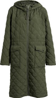 Bernardo Diamond Quilted Hooded Puffer Coat