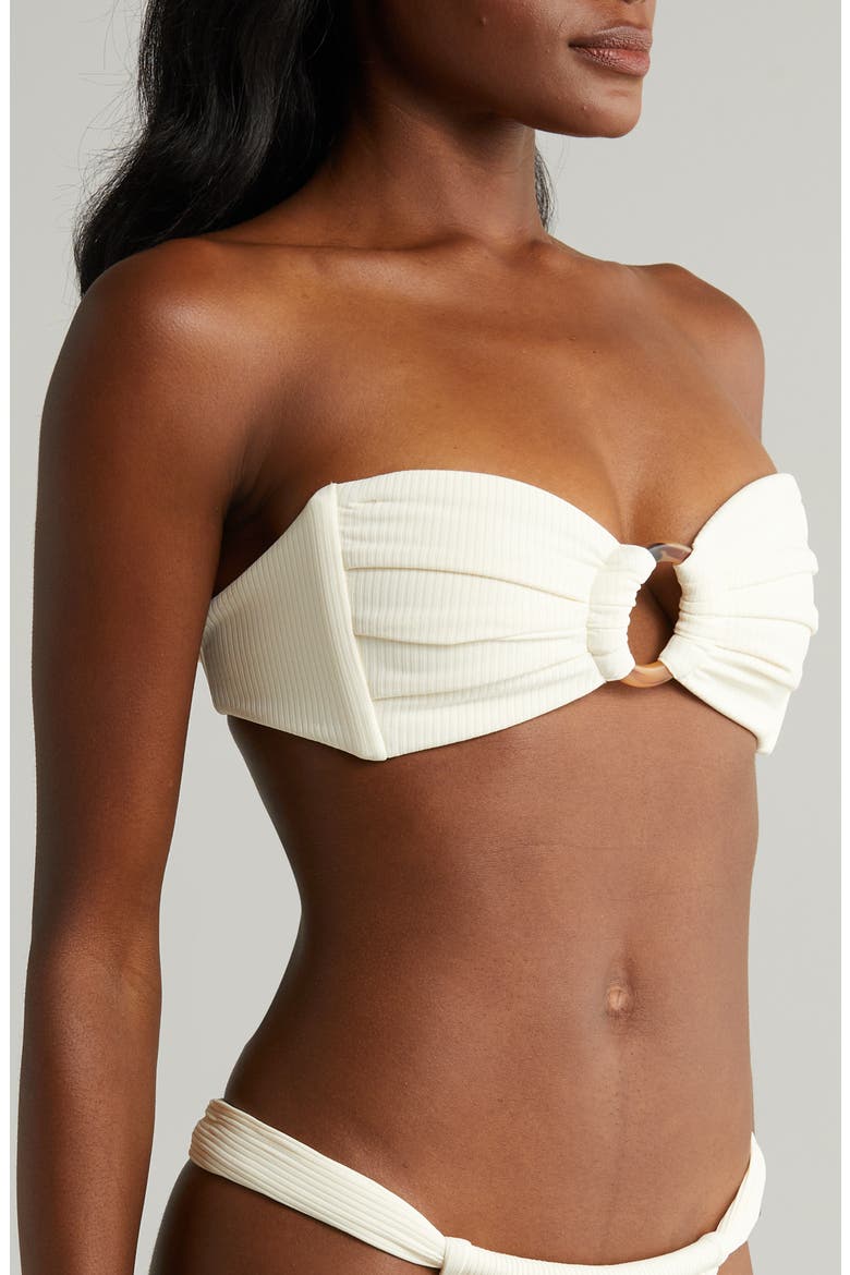 Tori Bandeau Bikini Top, Alternate, color, CREAM RIB