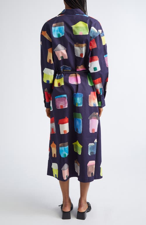 Stine Goya House Print Cotton Shirtdress In Multi