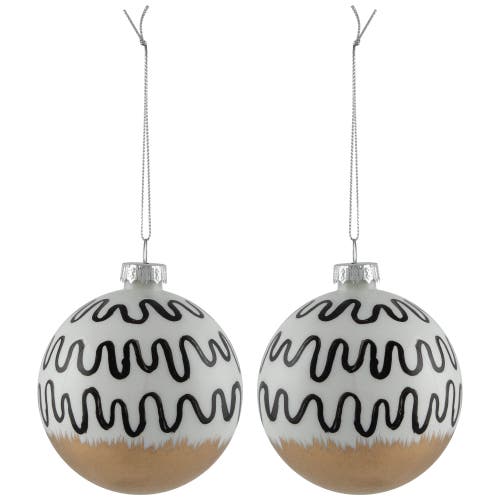 Northlight Abstract Glass Ball Christmas Ornaments In White
