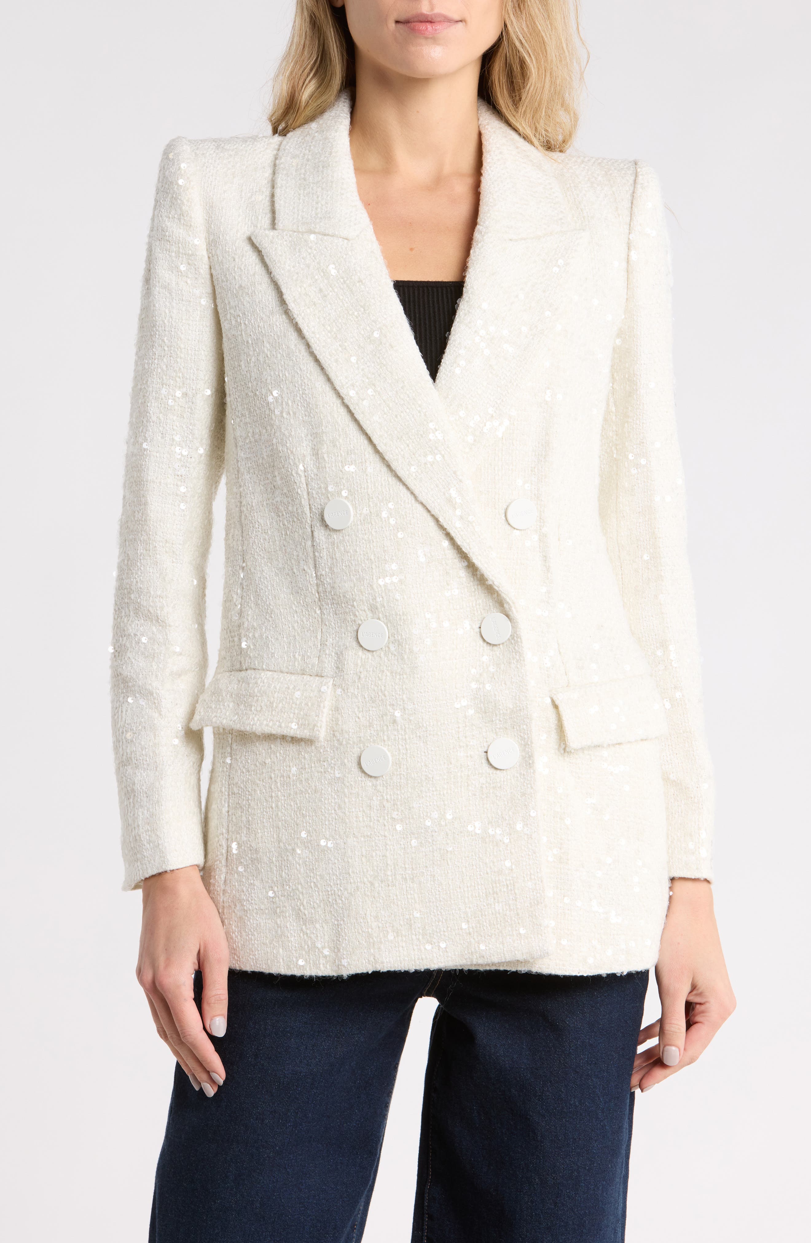 selected WHITE TWEED/ CLEAR SEQUIN