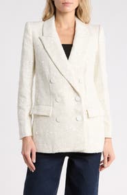 L'AGENCE Cambrie Sequin Tweed Oversize Blazer