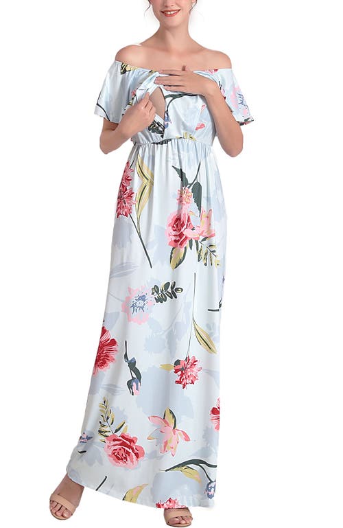 Kimi & Kai Deya Off The Shoulder Maternity/nursing Maxi Dress