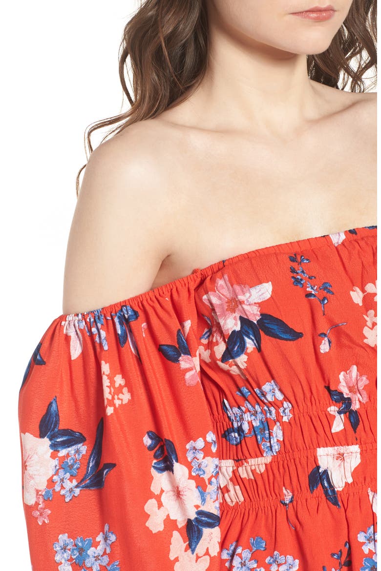 Barr Off the Shoulder Blouse, Alternate, color, POPPY RED