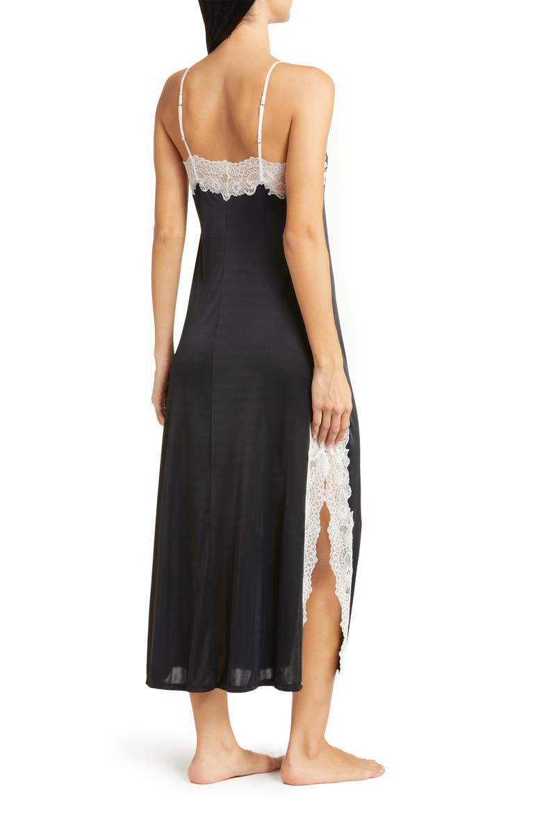 Enchant Lace Trim Nightgown, Alternate, color, BLACK W/ IVORY LACE
