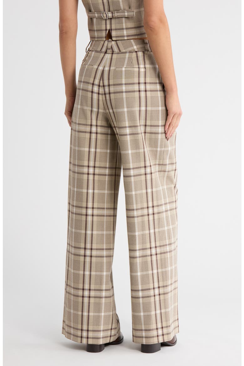 Leroy Plaid Pleated Wide Leg Pants, Alternate, color, SAND PLAID