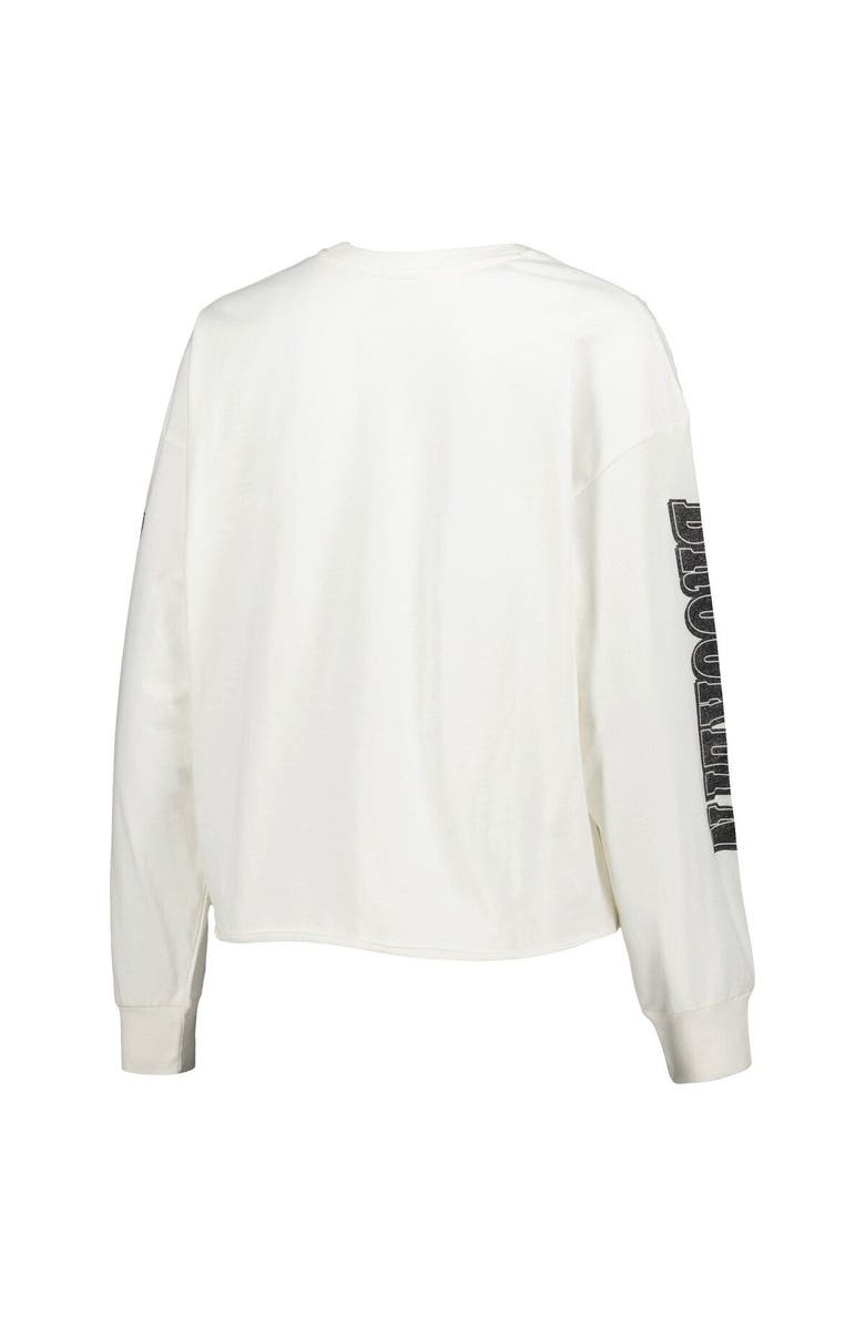 '47 Women's '47 Cream Brooklyn Nets Parkway Brush Back Long Sleeve Cropped T-Shirt, Alternate, color, Cream