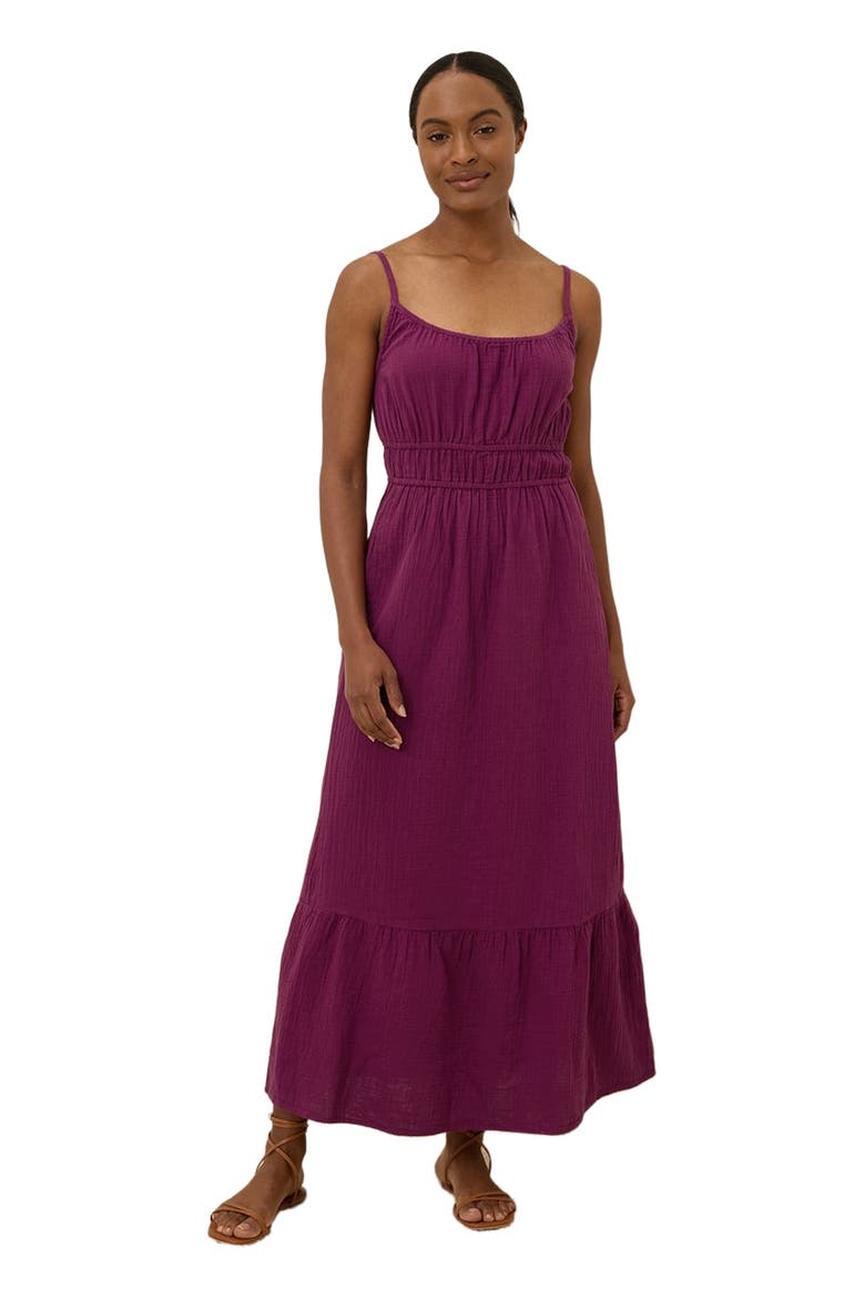 Organic Cotton Coastal Double Gauze Cami Maxi Dress, Main, color, Sangria