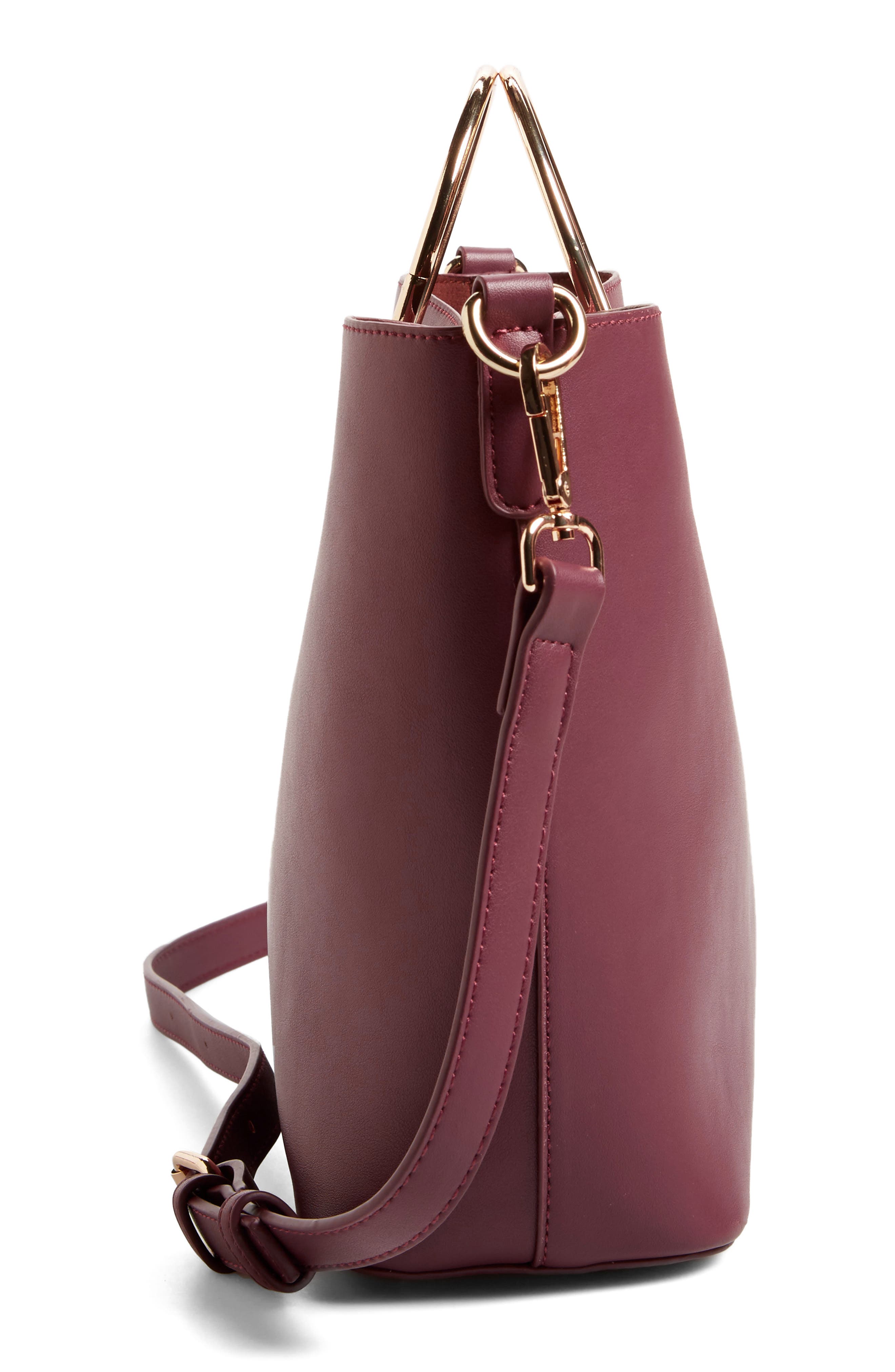 Metal Handle Faux Leather Crossbody Bag, Alternate, color, BLUSH