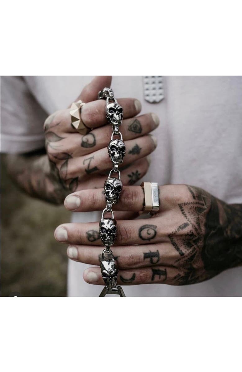 Room101 Skull Link Bracelet, Alternate, color, Silver