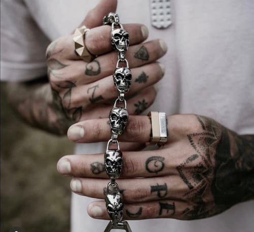Room101 Skull Link Bracelet In Silver