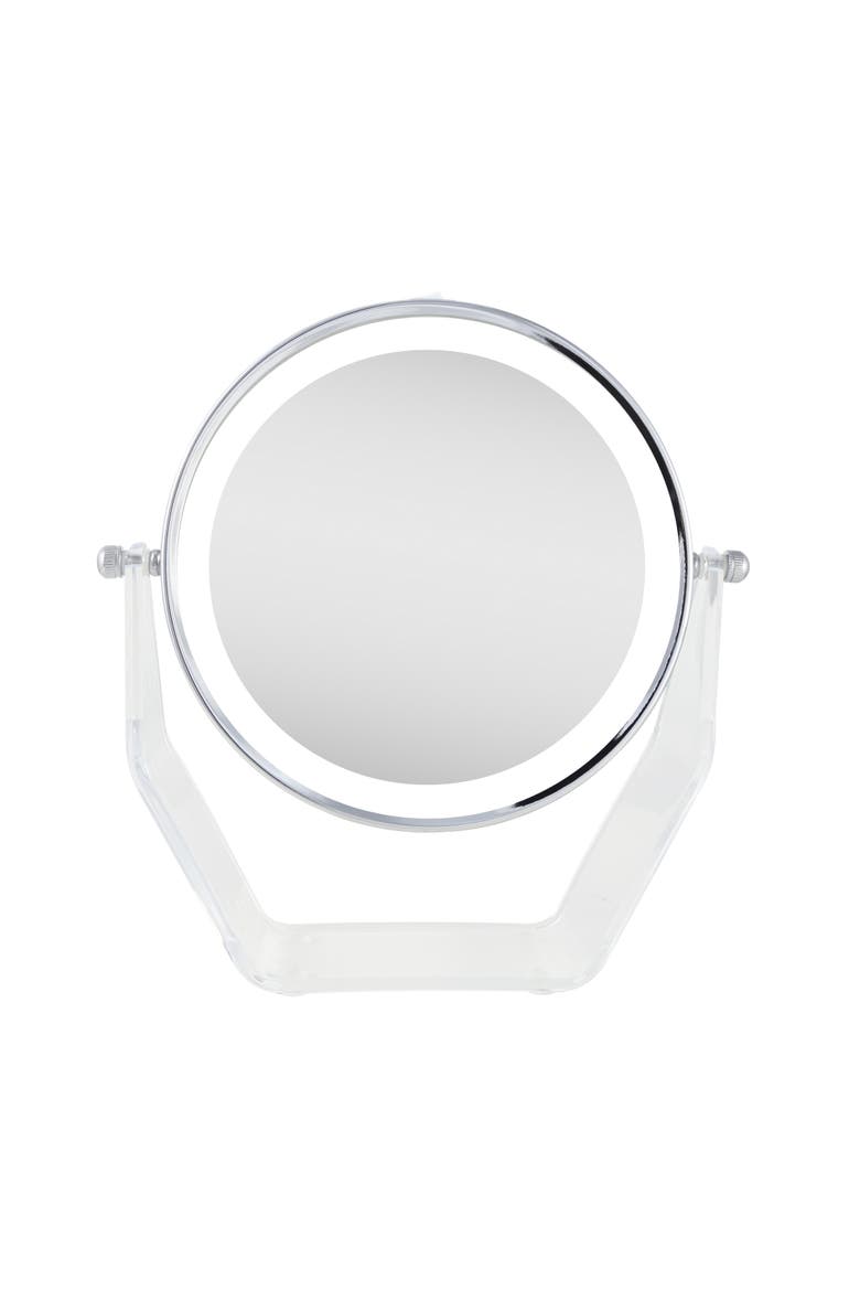 Lighted Makeup Mirror with Magnification & Swivel, Alternate, color, Chrome