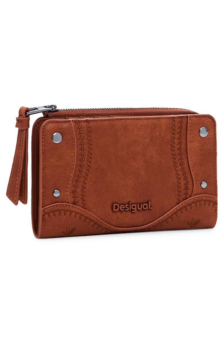 Desigual Medium Faux Leather Wallet, Alternate, color, Camel