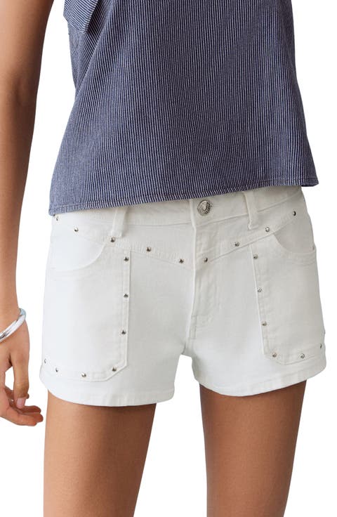 Low Rise Stud Denim Shorts