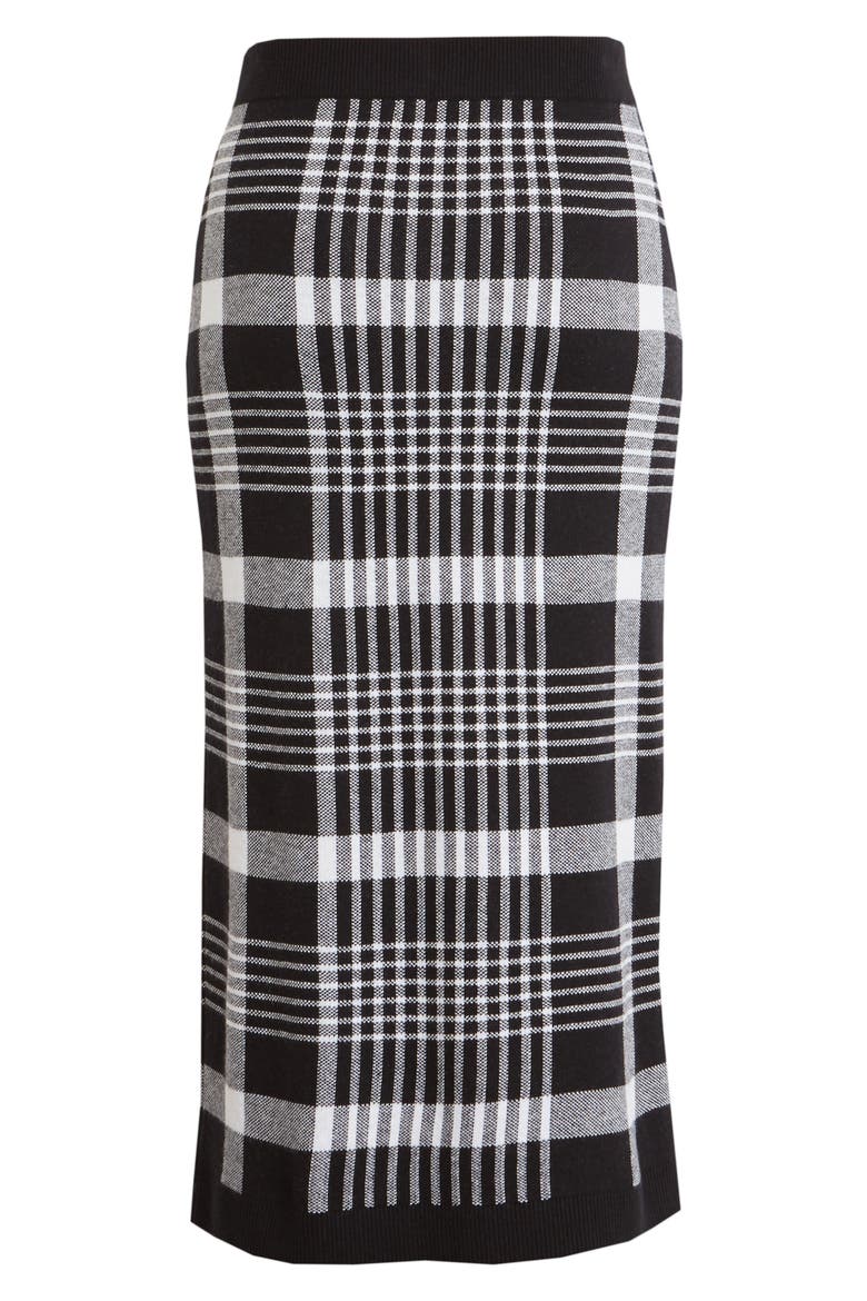 Midi Sweater Skirt, Alternate, color, BLACK- WHITE PLAID