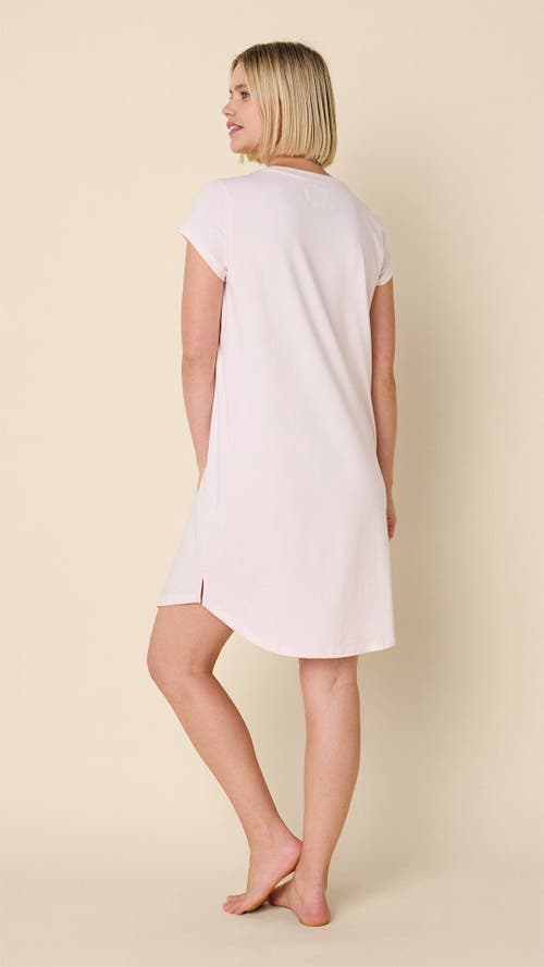 The Cat's Pajamas Pima Knit Short Sleeved Sleep Shirt In Neutral