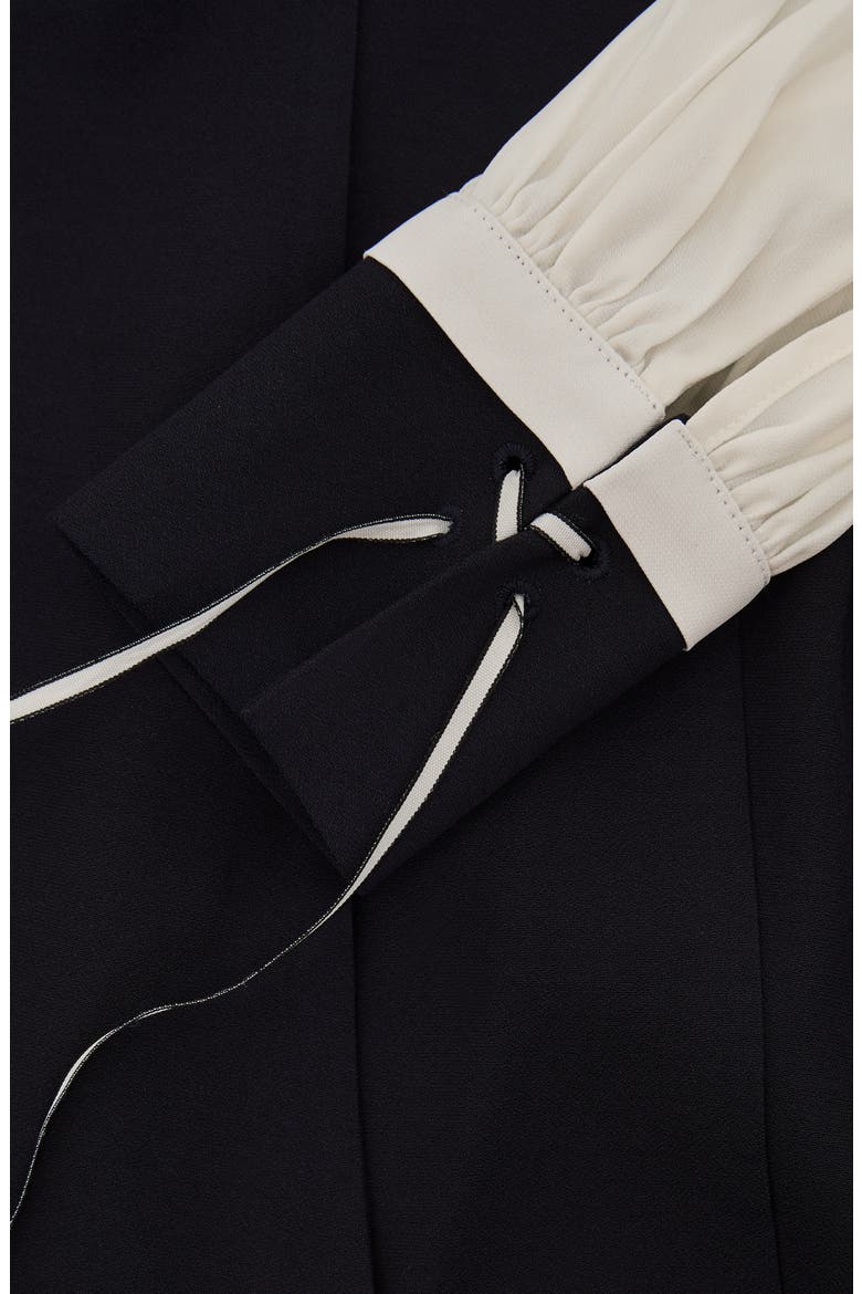 Cam Tie-Neck Shift Dress, Alternate, color, NAVY/ IVORY