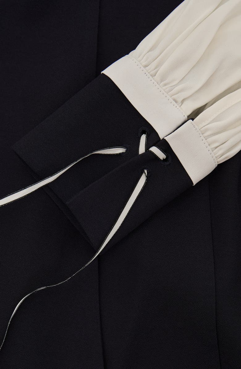 Reiss Cam Tie-Neck Shift Dress, Alternate, color, Navy/ Ivory