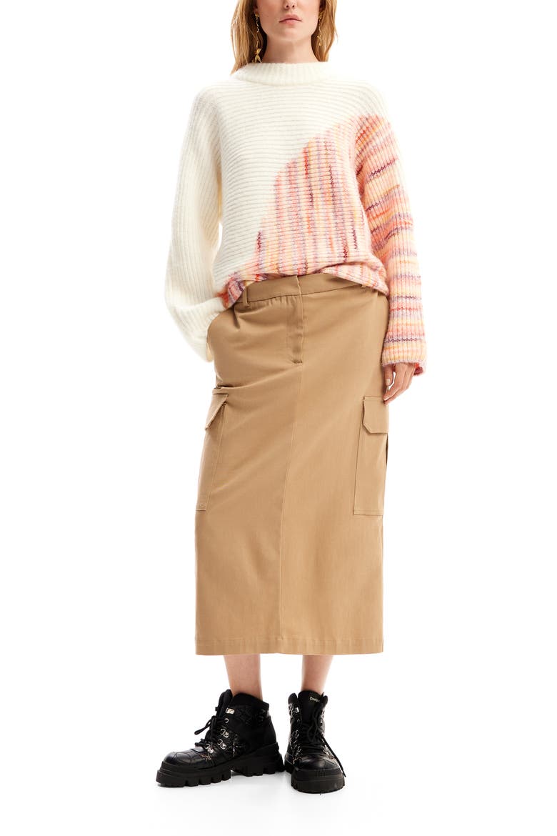 Cargo Midi Skirt, Alternate, color, KHAKI