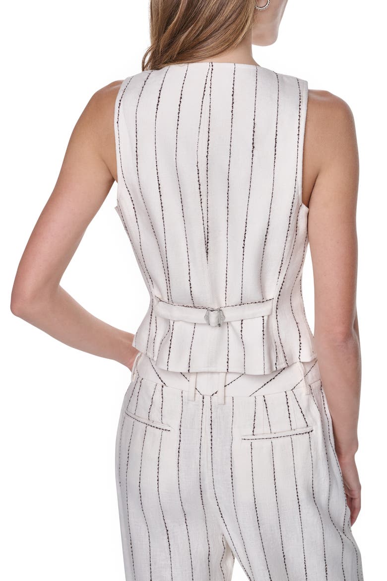 Stripe Linen Blend Vest, Alternate, color, COCONUT/ TOBACCO