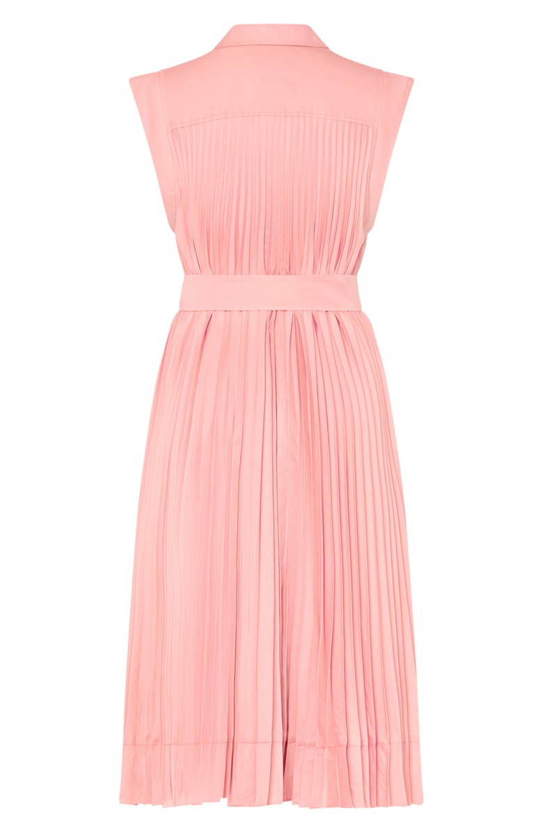 Milly Johanna Pleat Twill Midi Shirtdress, Alternate, color, Blush