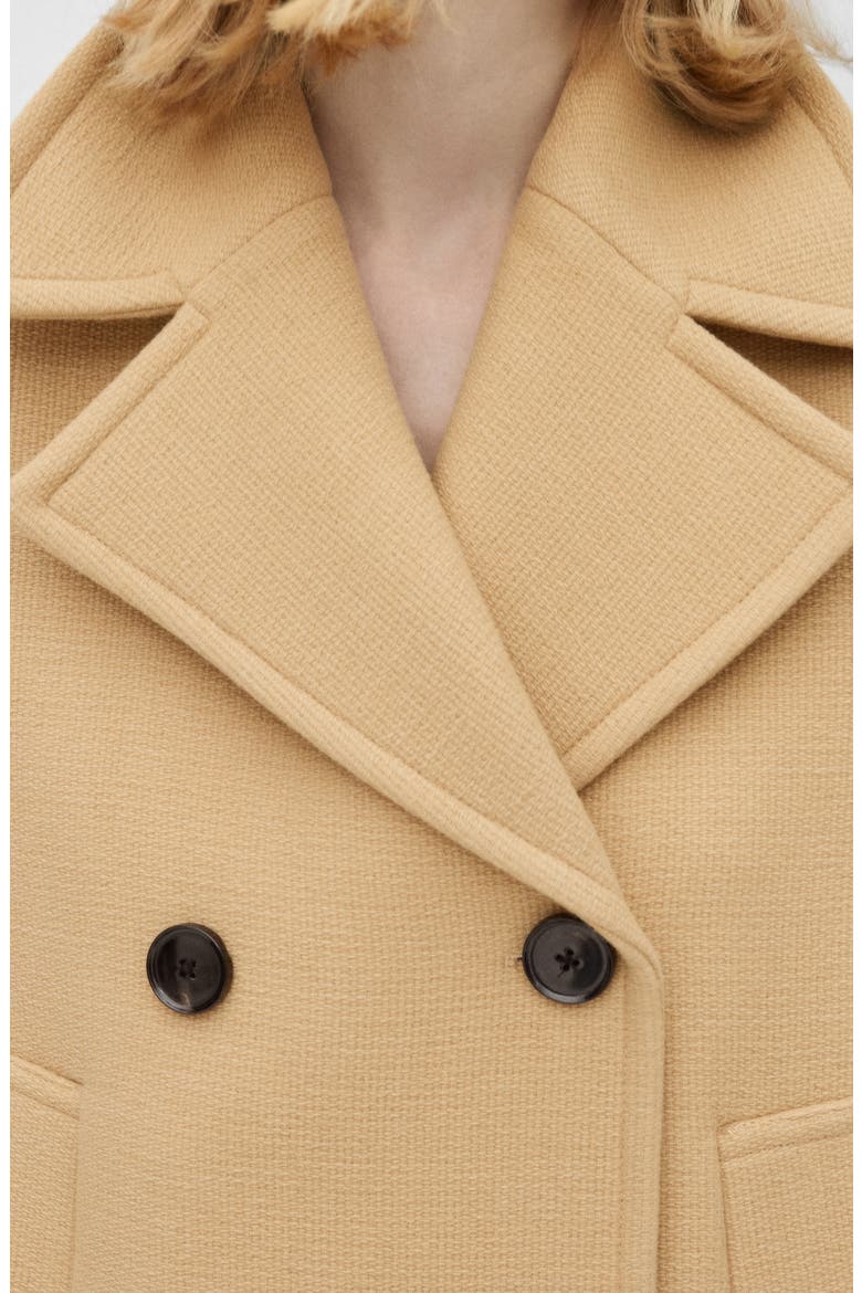 Double Breasted Virgin Wool Blend Coat, Alternate, color, MEDIUM BROWN