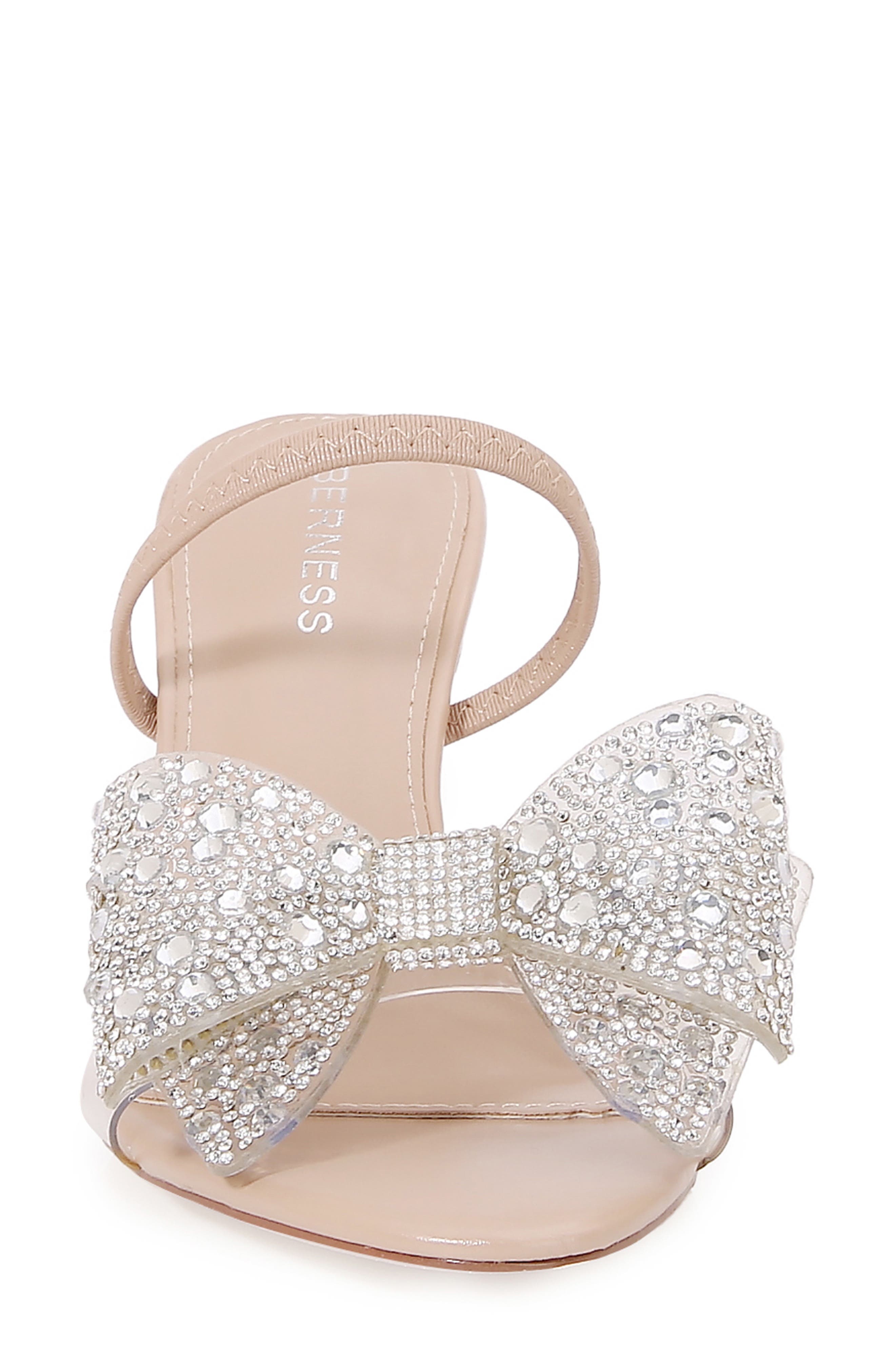 Fonda Crystal Embellished Bow Sandal, Alternate, color, BEIGE