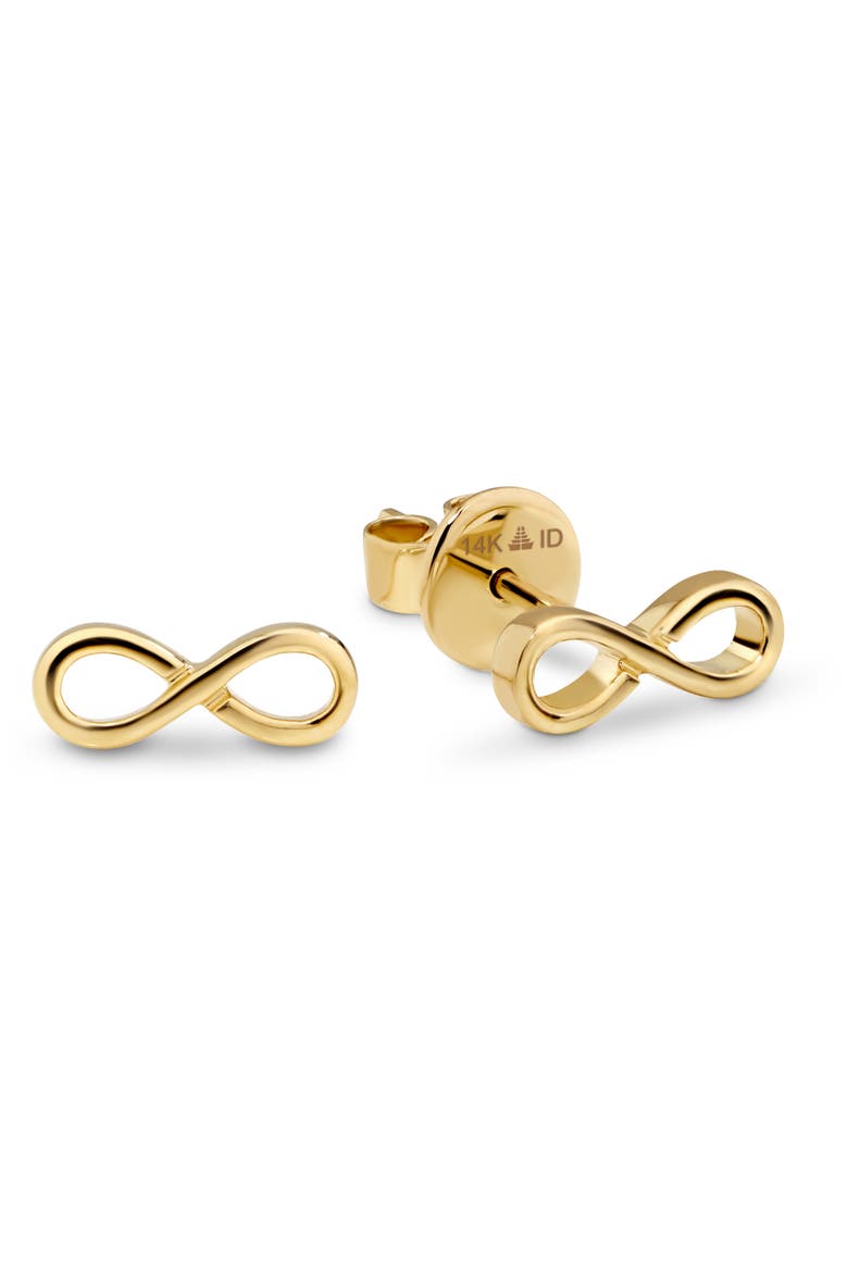Infinity Stud Earrings in 14K Gold, 9mm, Main, color, Yellow Gold