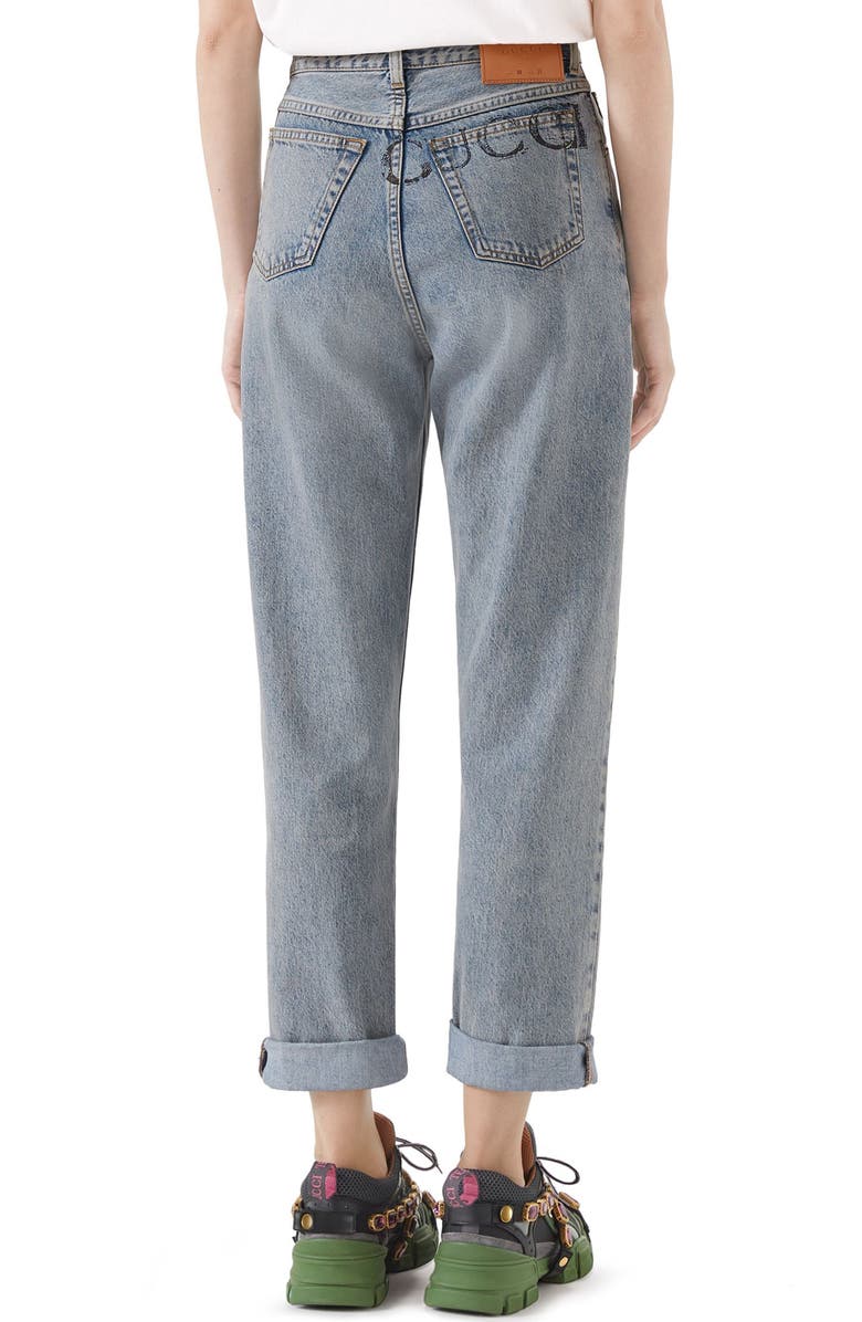 Gucci NY Patch Boyfriend Jeans, Alternate, color,