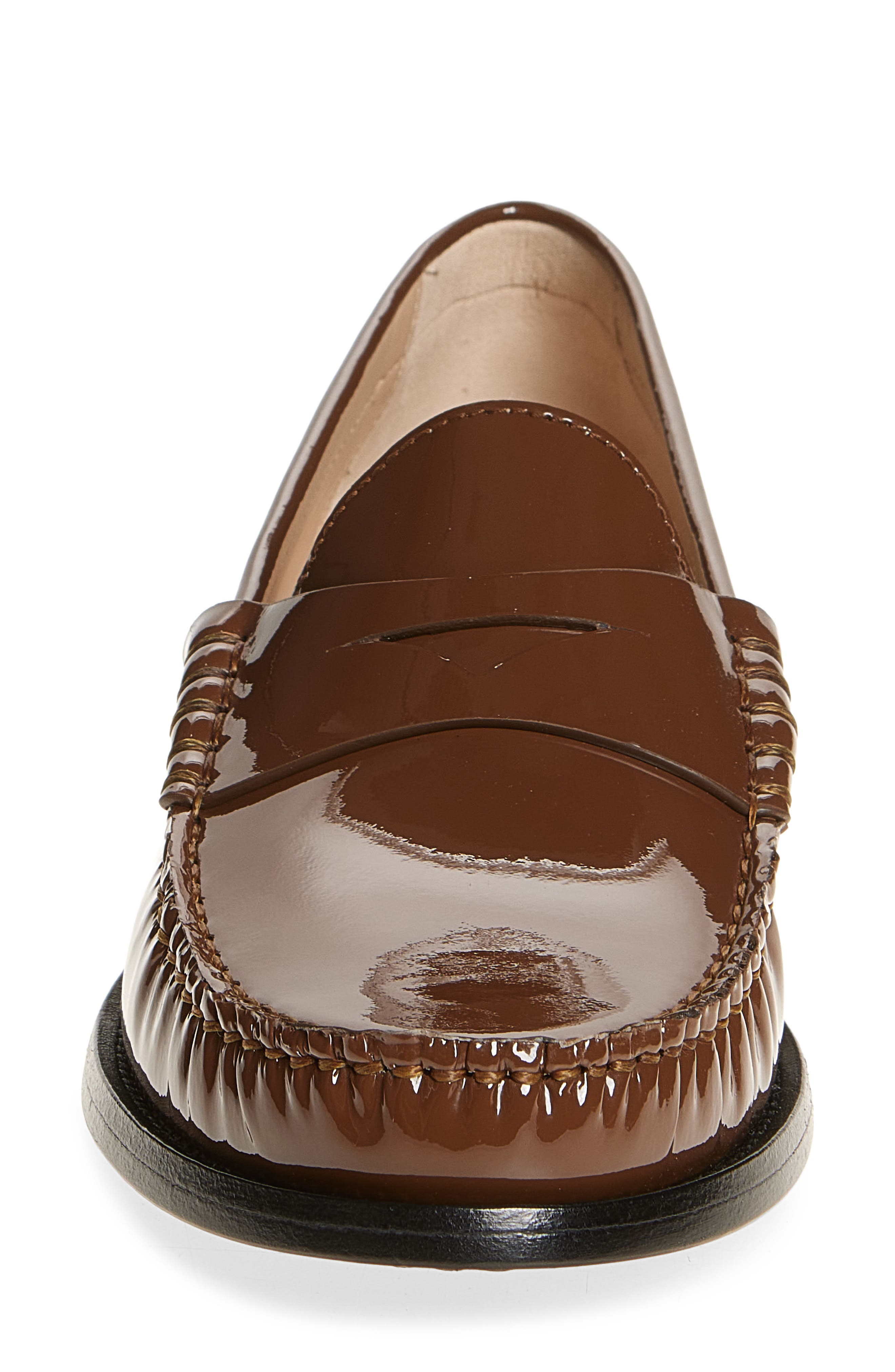 Stuart Weitzman Lottie Penny Loafer, Alternate, color, Walnut Patent