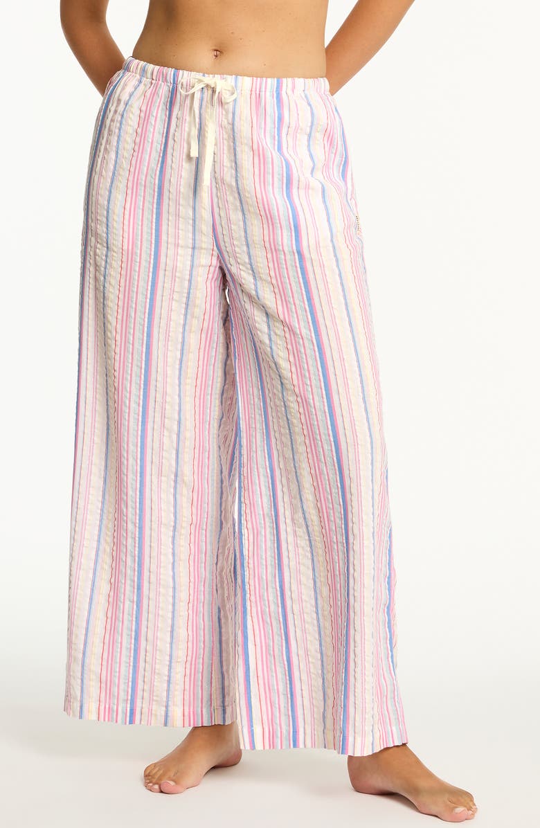 Sea Level Boho Stripe Surf Pants, Main, color, Blue