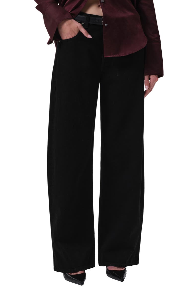 Ayla High Waist Baggy Wide Leg Jeans, Main, color, SOLID BLACK