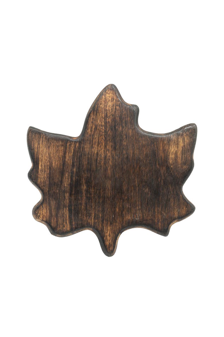 Maple Leaf Decorative Tray, Alternate, color, Brown