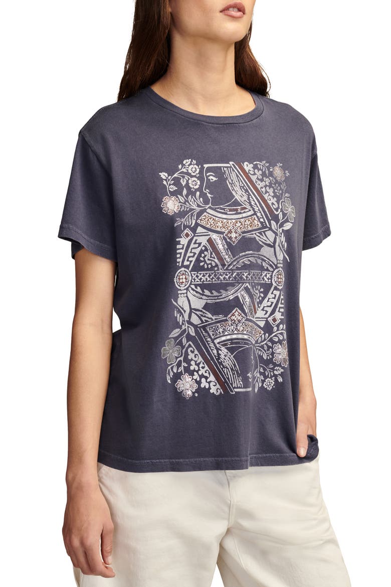 Floral Queen Oversize Cotton Graphic T-Shirt, Alternate, color, WASHED BLU