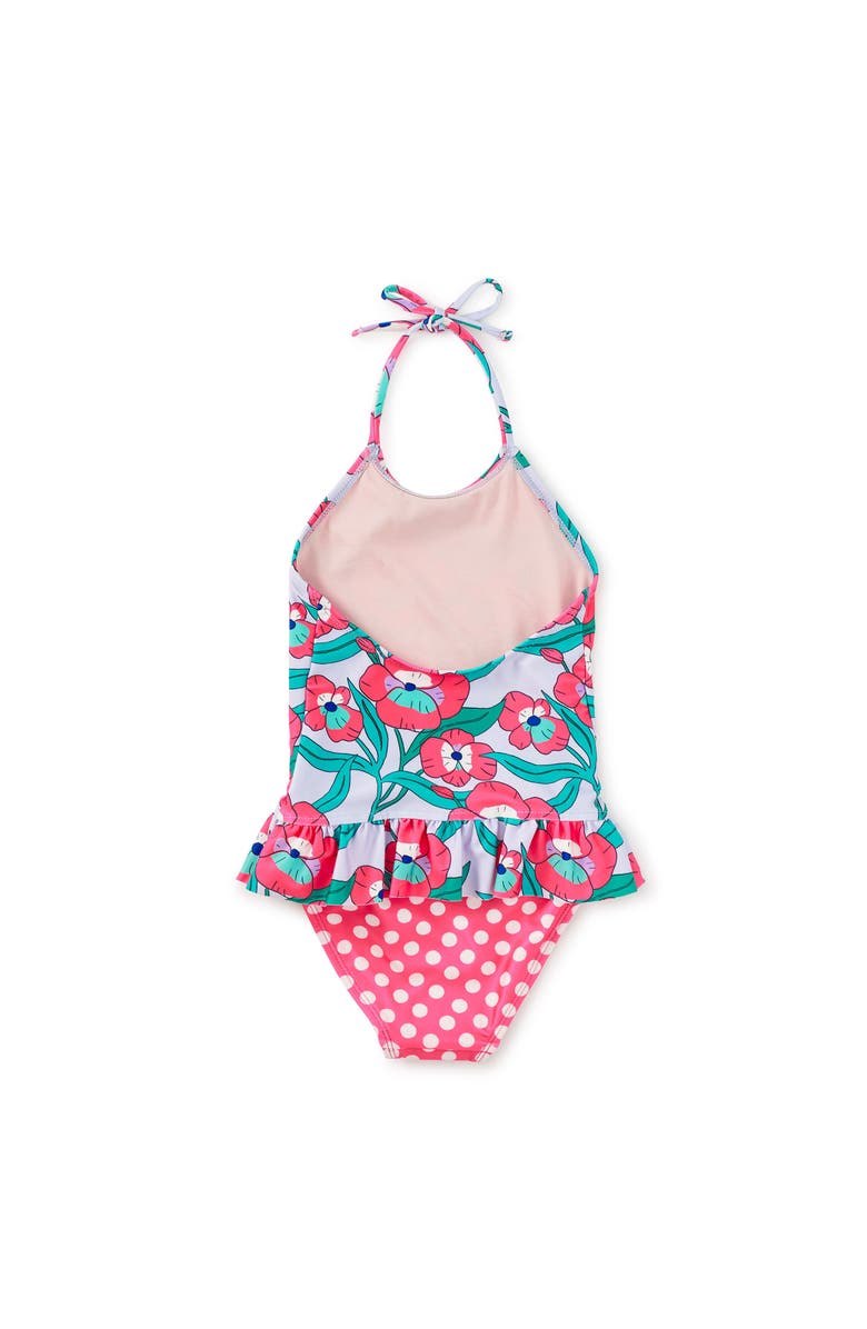 Tea Collection Peplum One-Piece Swimsuit, Alternate, color, Nouveau Poppy