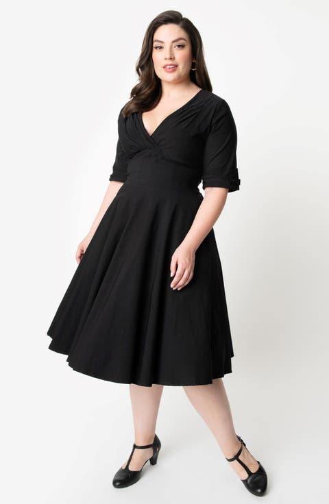 Plus Size Half Sleeve Surplice Delores Swing Dress