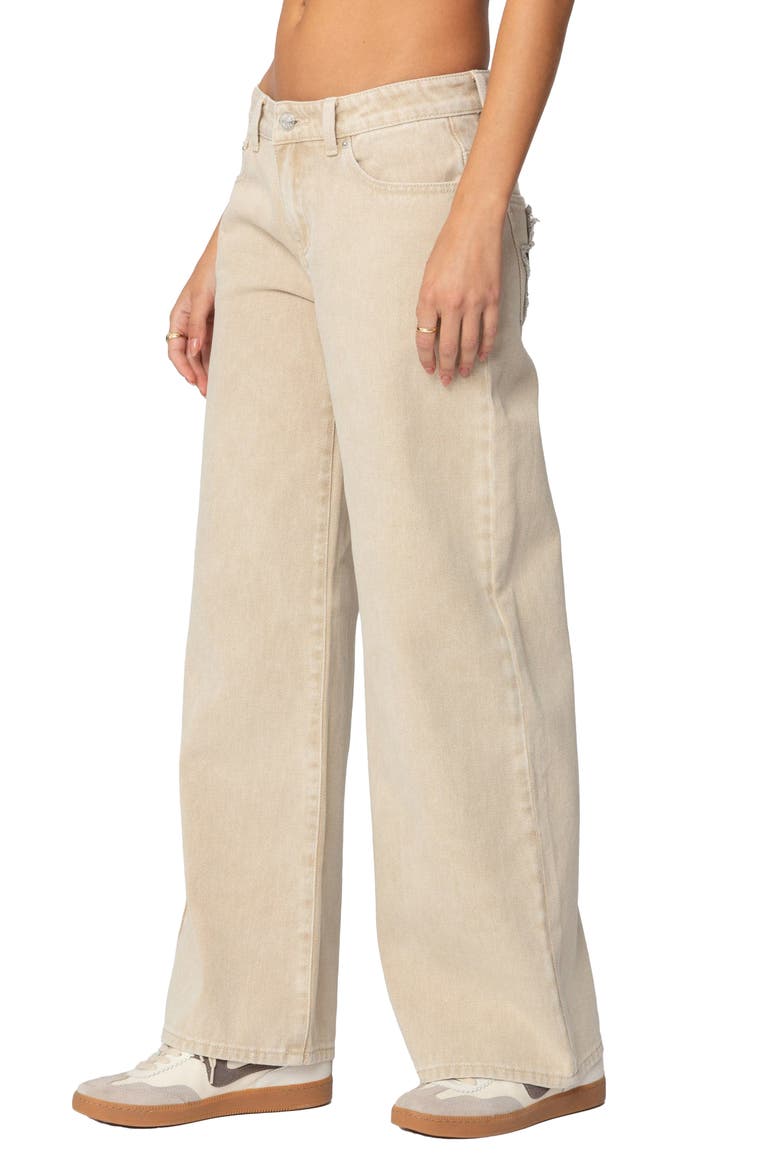 Leopard Star Low Rise Wide Leg Jeans, Alternate, color, BEIGE-WASHED