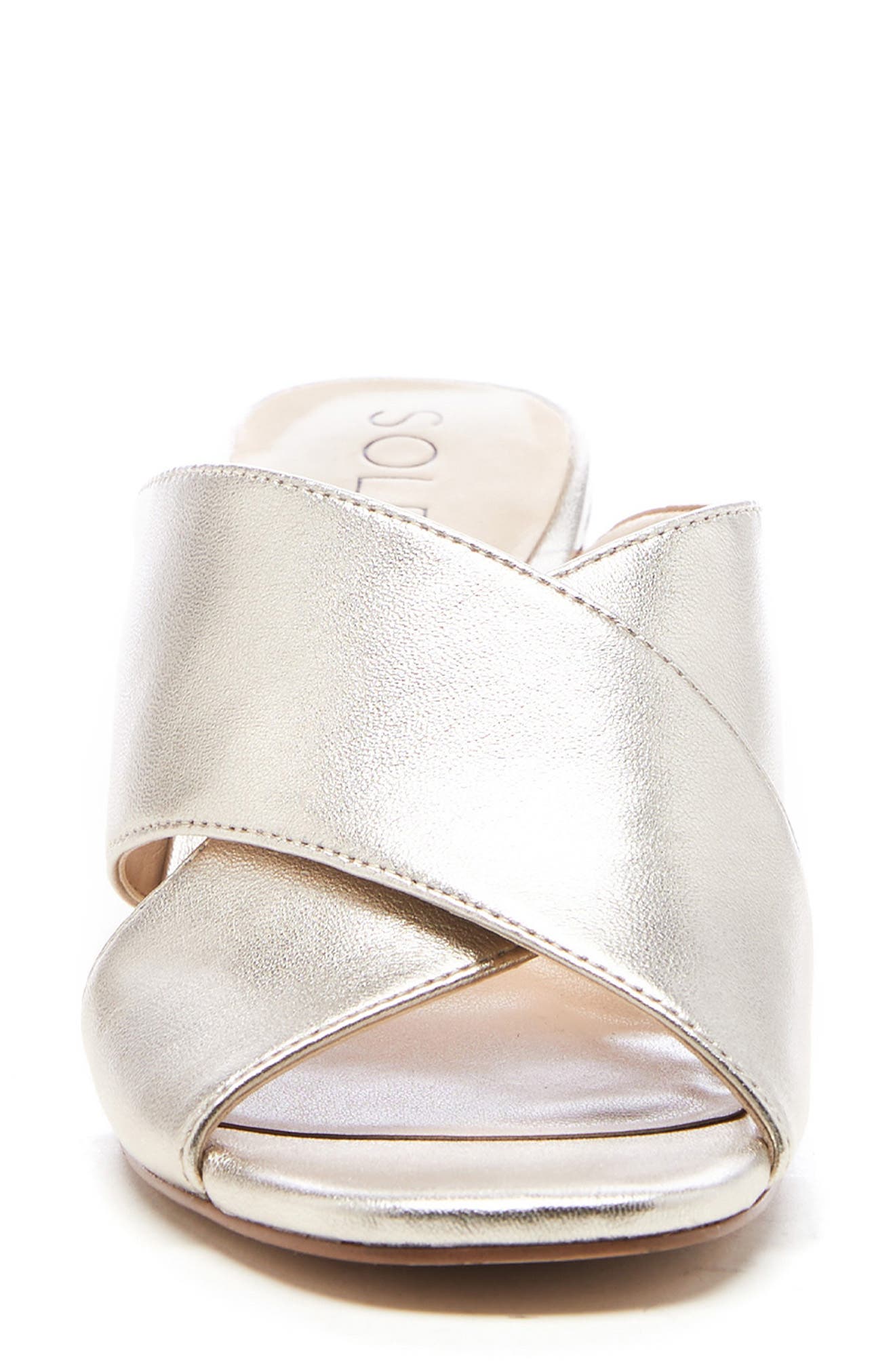 Ganezah Slide Sandal, Alternate, color, GOLD FUSION NAPPA LEATHER