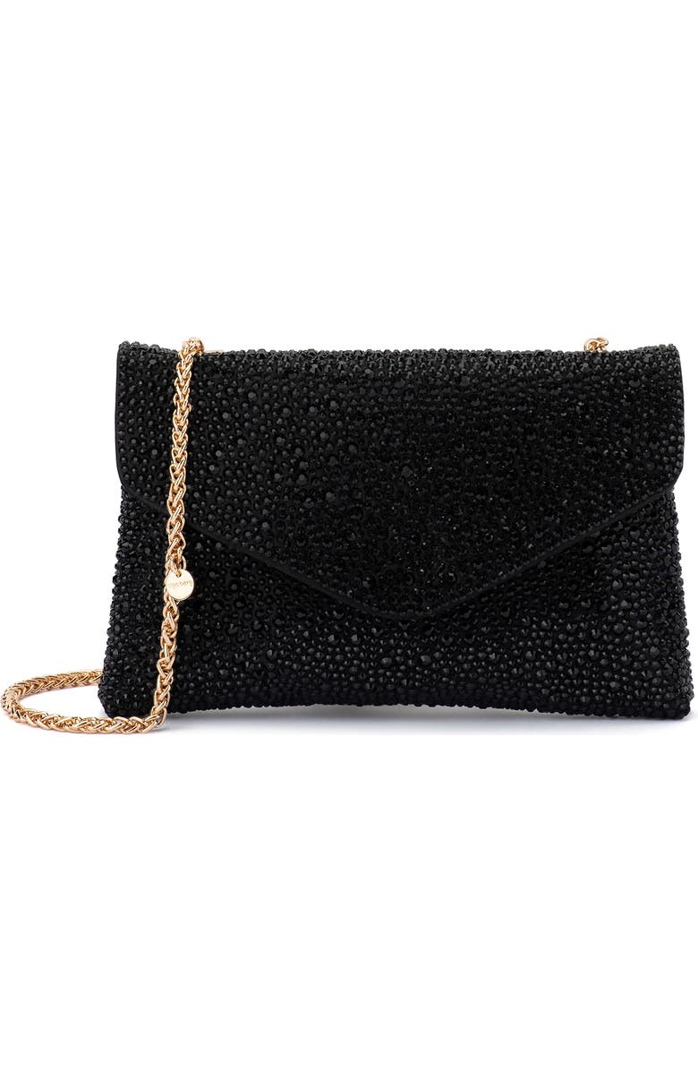 Olga Berg Hattie Crystal Shoulder Bag, Main, color, Black