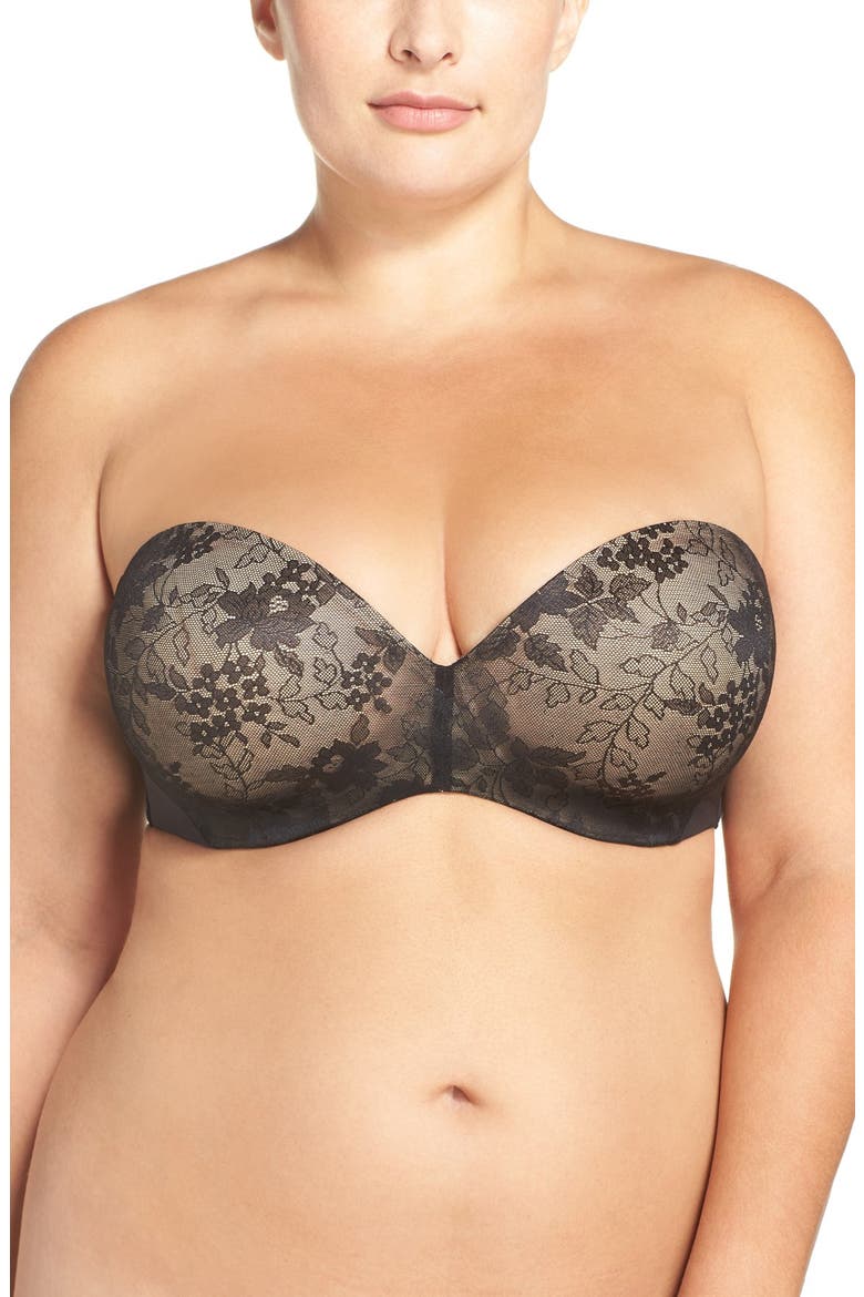 Convertible Strapless Underwire Push-Up Bra, Main, color, BLACK