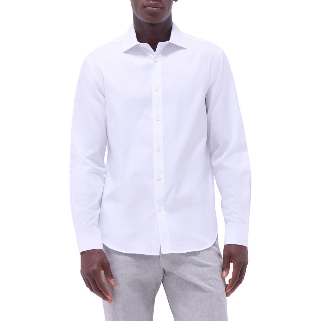 Bugatchi Axel Shaped Fit Jacquard Button-up Shirt In White