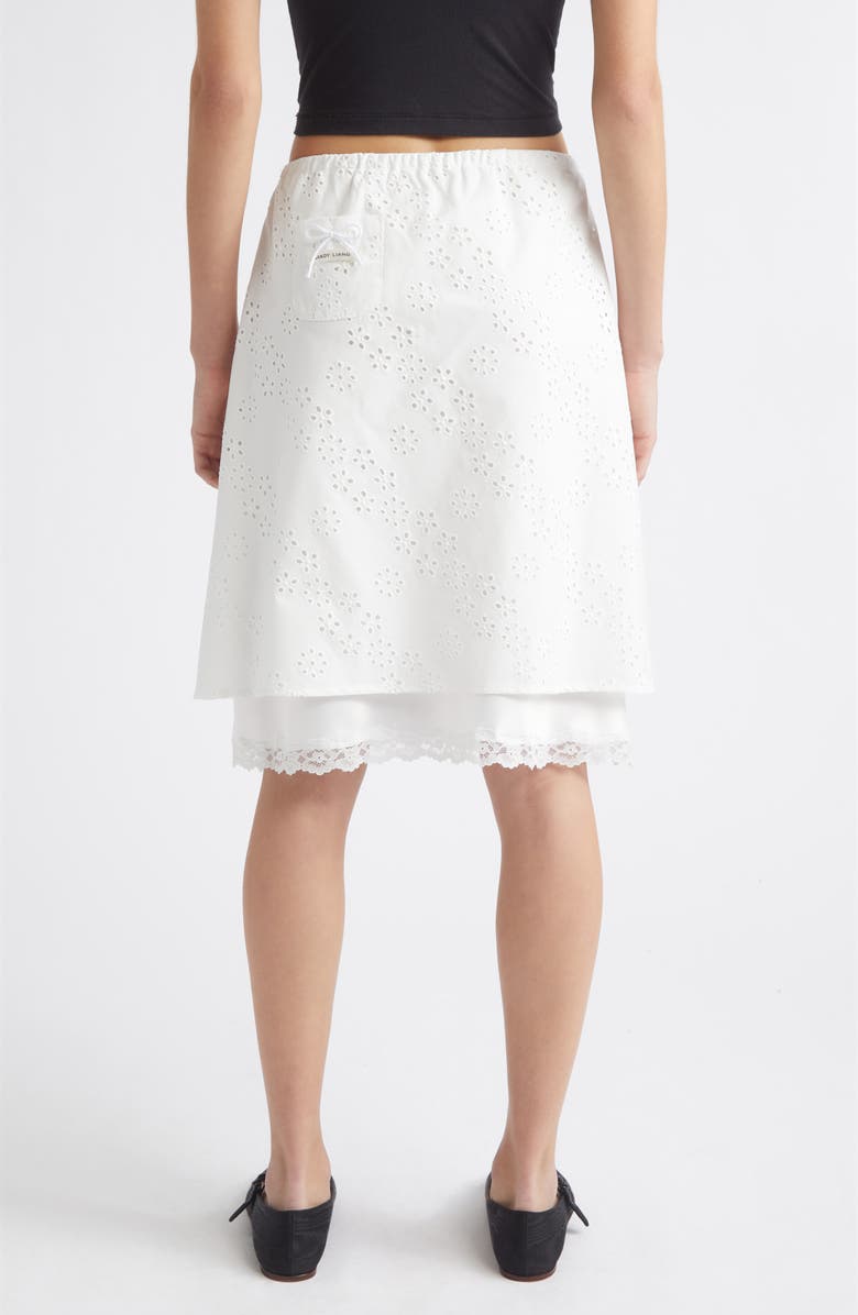 Sandy Liang Laffy Layered Cotton Eyelet Skirt, Alternate, color, White