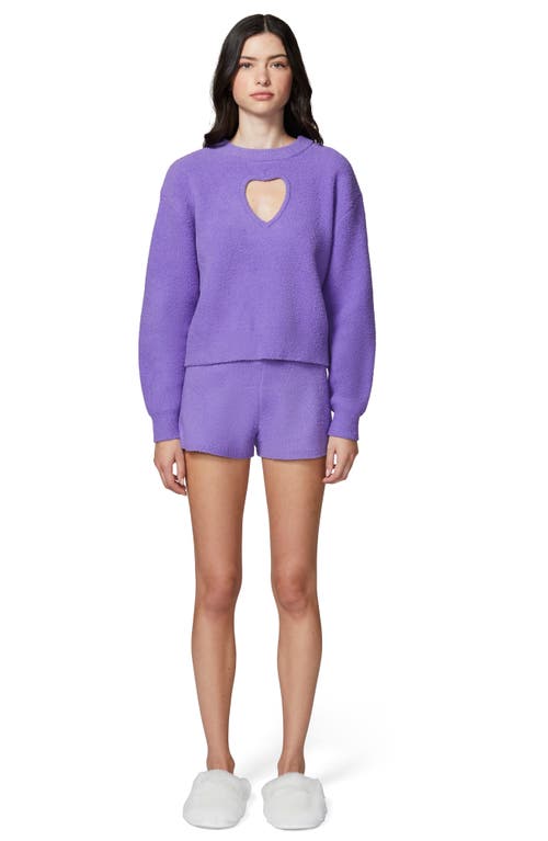 Florence By Mills Cloud Heart Cutout Bouclé Sweater In Dahlia Purple